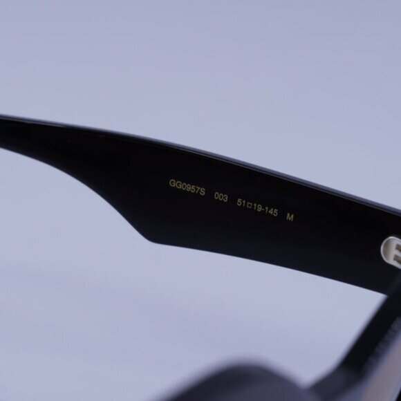 Gucci GG0957S 003 Sunglasses Black Cat Eye Frame, Brown Lenses